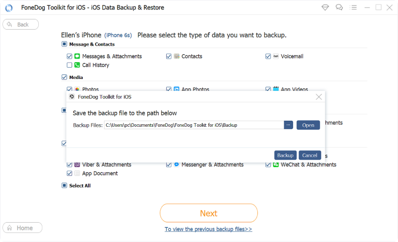 Back Up Messages: FoneDog iOS Data Backup & Restore