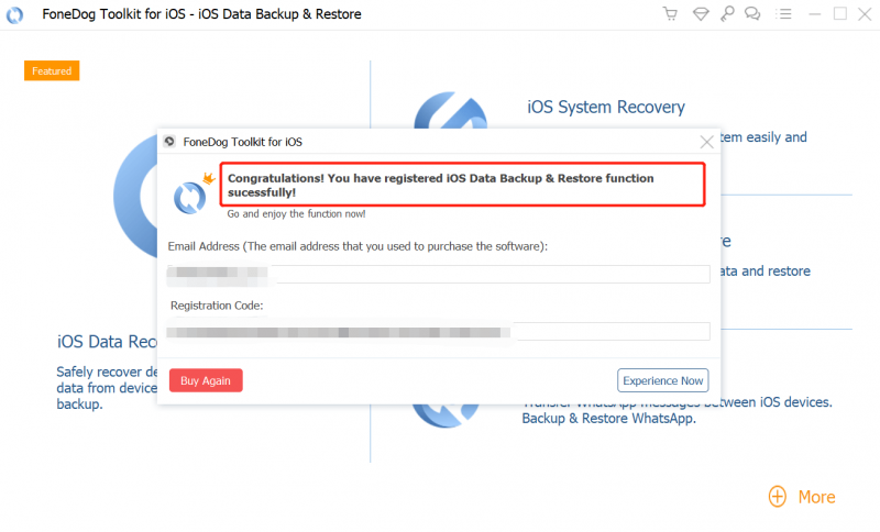 Register FoneDog iOS Data Recover-Backup