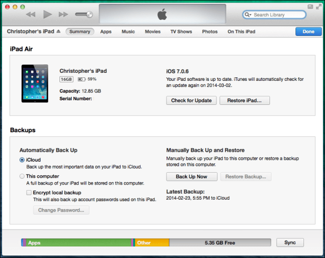 Back Up My iPad Using iTunes