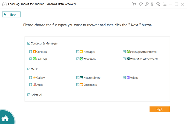 Choose File Type to Recover from Xiaomi