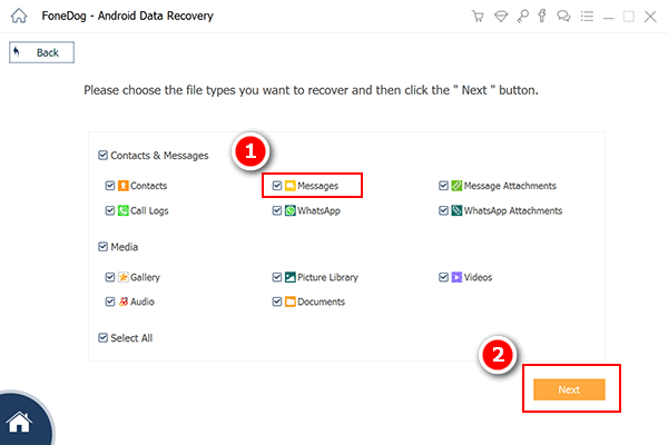 Choose SMS to Scan