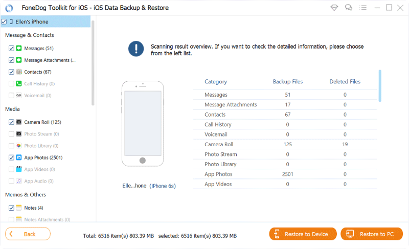 Restaurar arquivos do backup