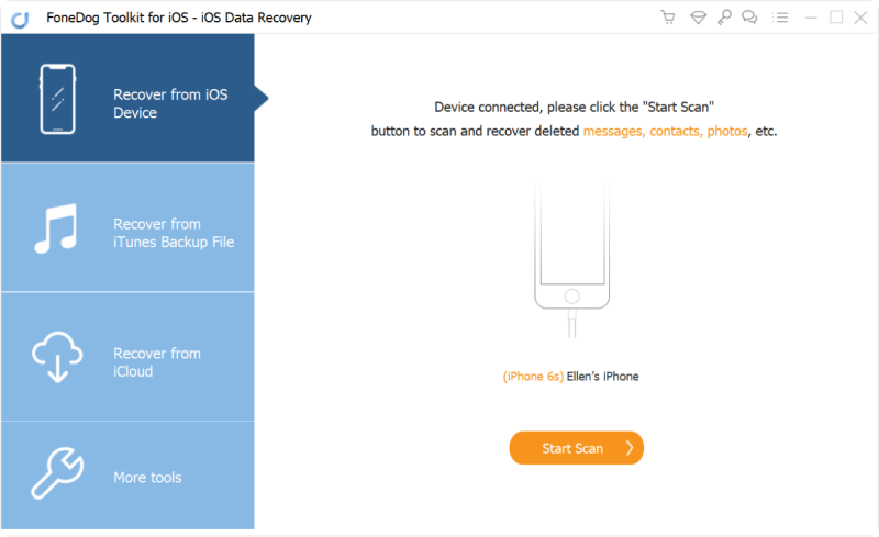 Launch FoneDog iOS Data Recovery and Connect Your iOS Device