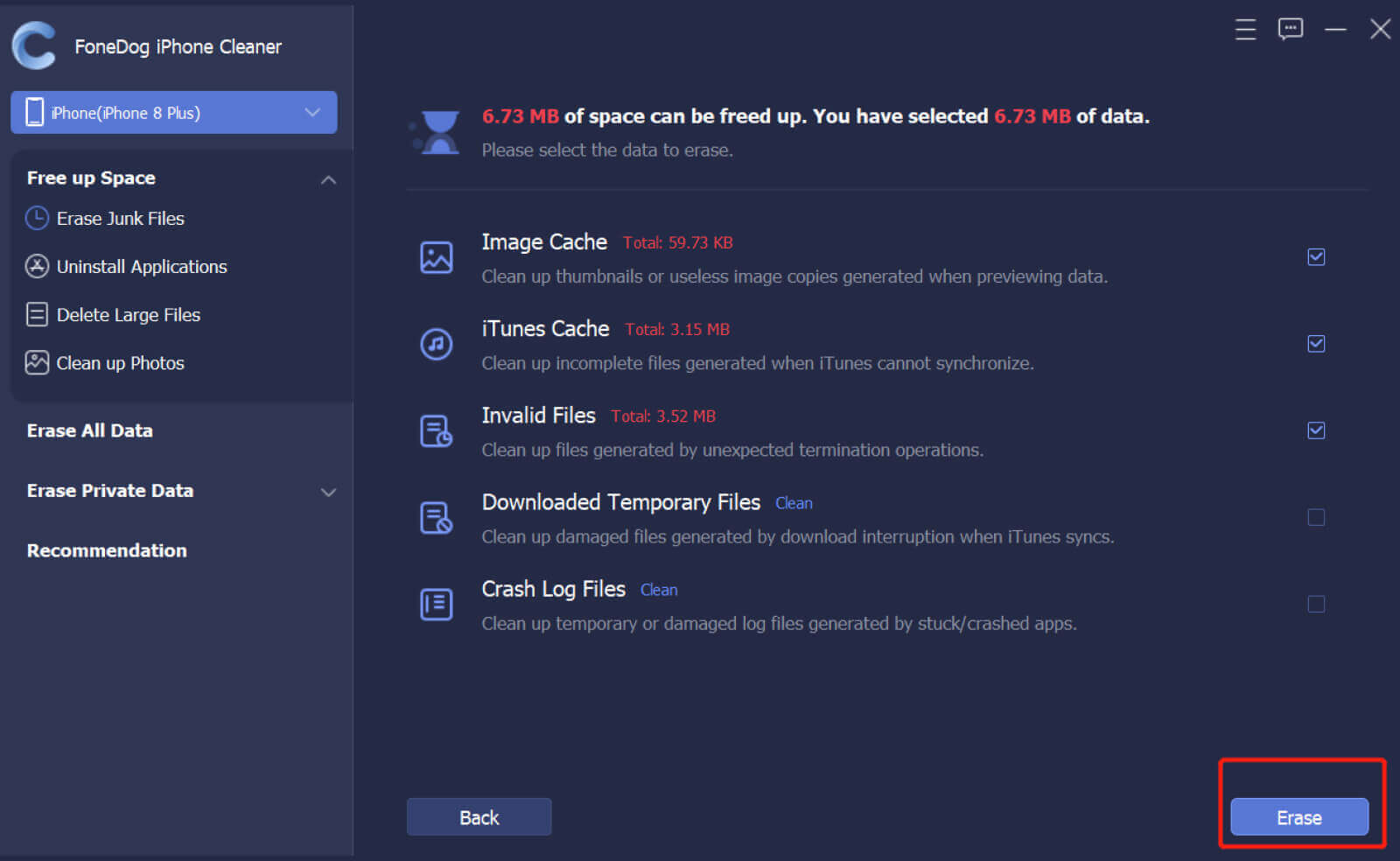 Använd FoneDog iPhone Cleaner för att radera skräpfiler