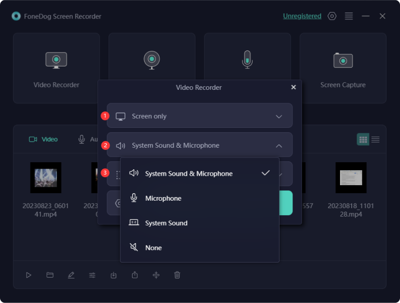 Netflix의 화면 녹화 - FoneDog 스크린 레코더: 오디오 설정