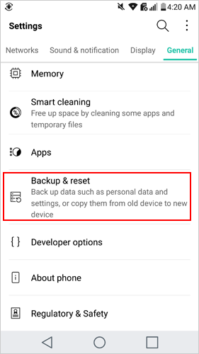 Recover Deleted Text Messages Using LG Backuo Reset Feature