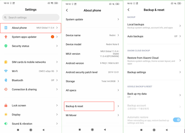 Recover Deleted Files From Redmi Note 7/7 Pro via Backup