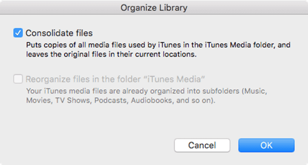 Consolidar arquivos para o iTunes