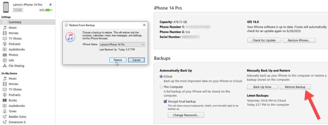 Restore from iCloud Backup