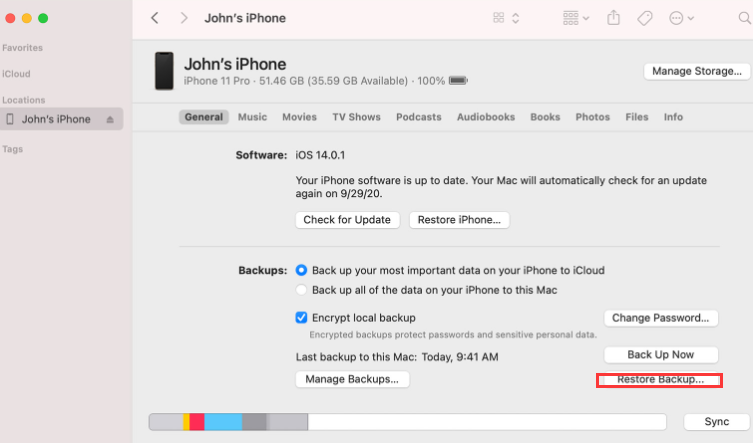 Extrair contatos do backup do iPhone através do uso do backup do iTunes