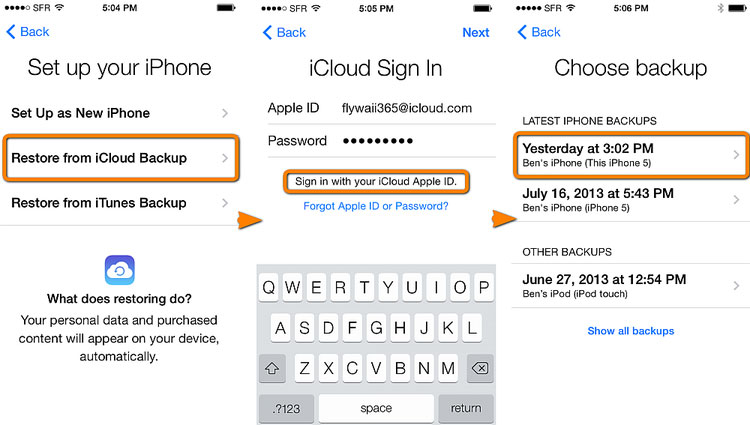 Restore Notes and Other Data from iCloud Backup