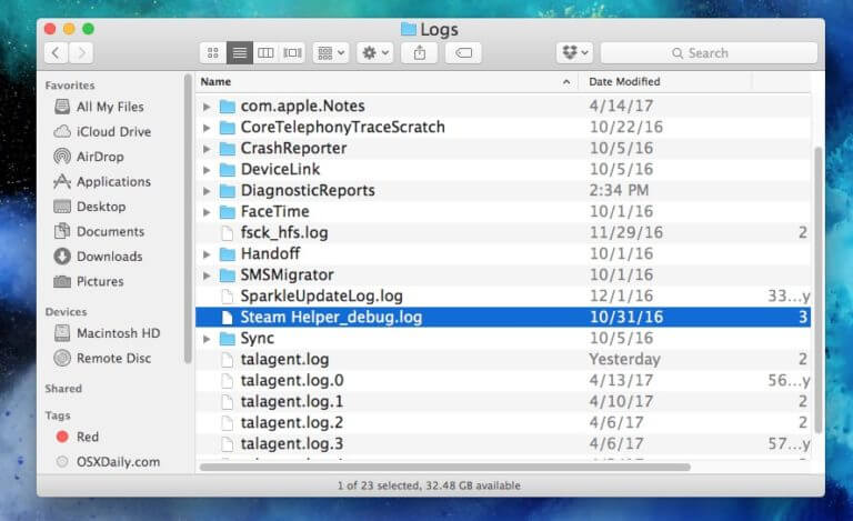 how to see mac os program size