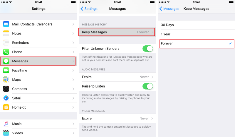 Fix iPhone Messages Disappeared By Keeping Messages Forever