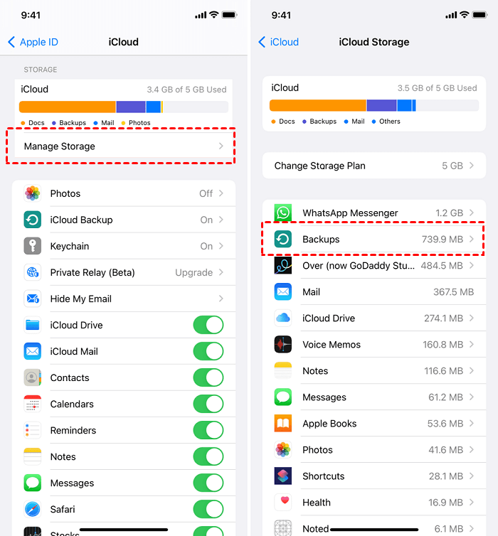 Ta bort din iCloud-säkerhetskopia för att rensa iPhone-lagring