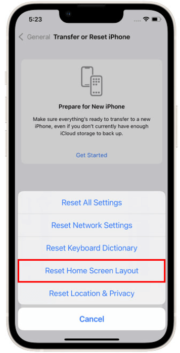 Try to Reset Your Home Screen Layout