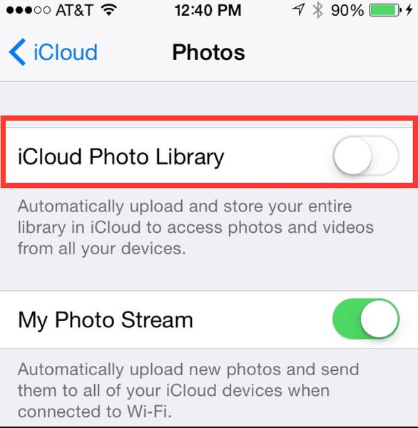 Check Your iCloud Photo Library to Fix My Gallery Pictures Disappeared on iPhone
