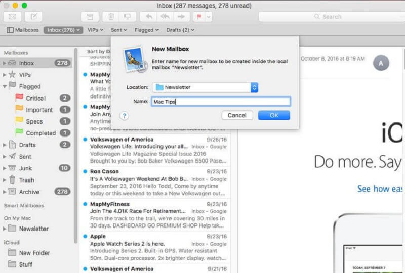 rebuild os x mail inbox