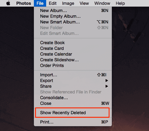 Hämta borttagna foton på iPhone med Finder på Mac