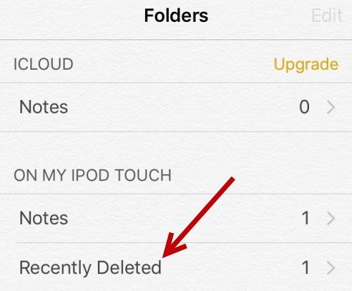 Recuperar notas excluídas no iPhone sem backup usando a pasta excluída recentemente