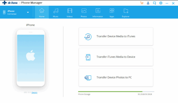 Top 5 iPhone to PC Data Transfer Tools: Dr.Fone Phone Manager (iOS)