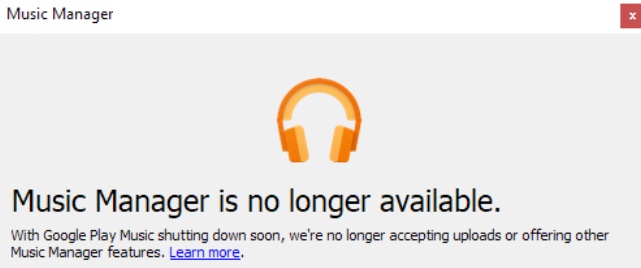 Music Manager Is No Longer Available