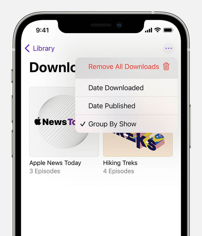 Choose Remove All Downloads to Delete Podcasts From iPhone