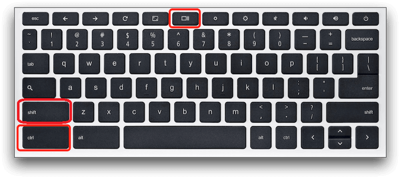 Gravação de tela no Chromebook usando teclas do teclado