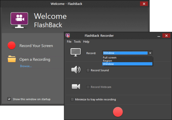 Gravador FlashBack para captura de vídeo