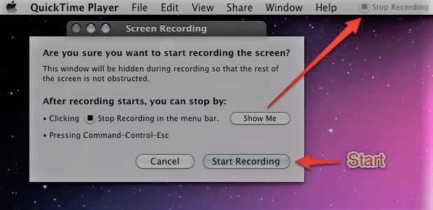 Software de gravação de webcam para MacOS - QuickTime Player