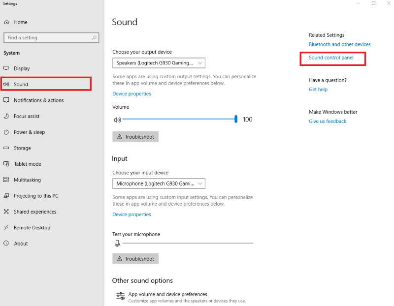 Encontre o painel de controle de som nas configurações do Windows