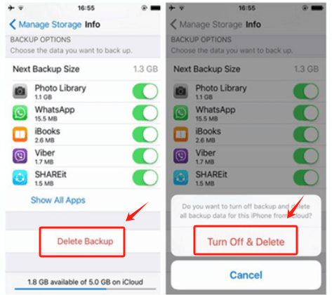 Turn Off and Delete iCloud Backup on iOS 10.2 and Below Version