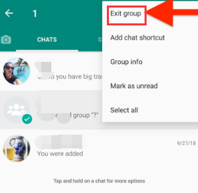 Ta bort en gruppchatt på WhatsApp