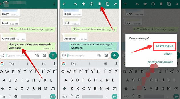 Ta bort individuella WhatsApp-meddelanden på ett samtal